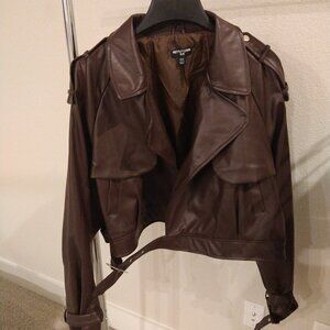 Faux Leather Crop Jacket